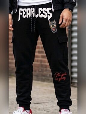 RGSTR Men's Fearless Fleece Cargo Sweatpants Sz XL In Black New‎ With Tags!